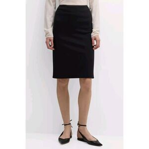 NEW! Emporio Armani Black Pencil Skirt Thin Ribbed Knit, Zipper US Sz 38 XS $345